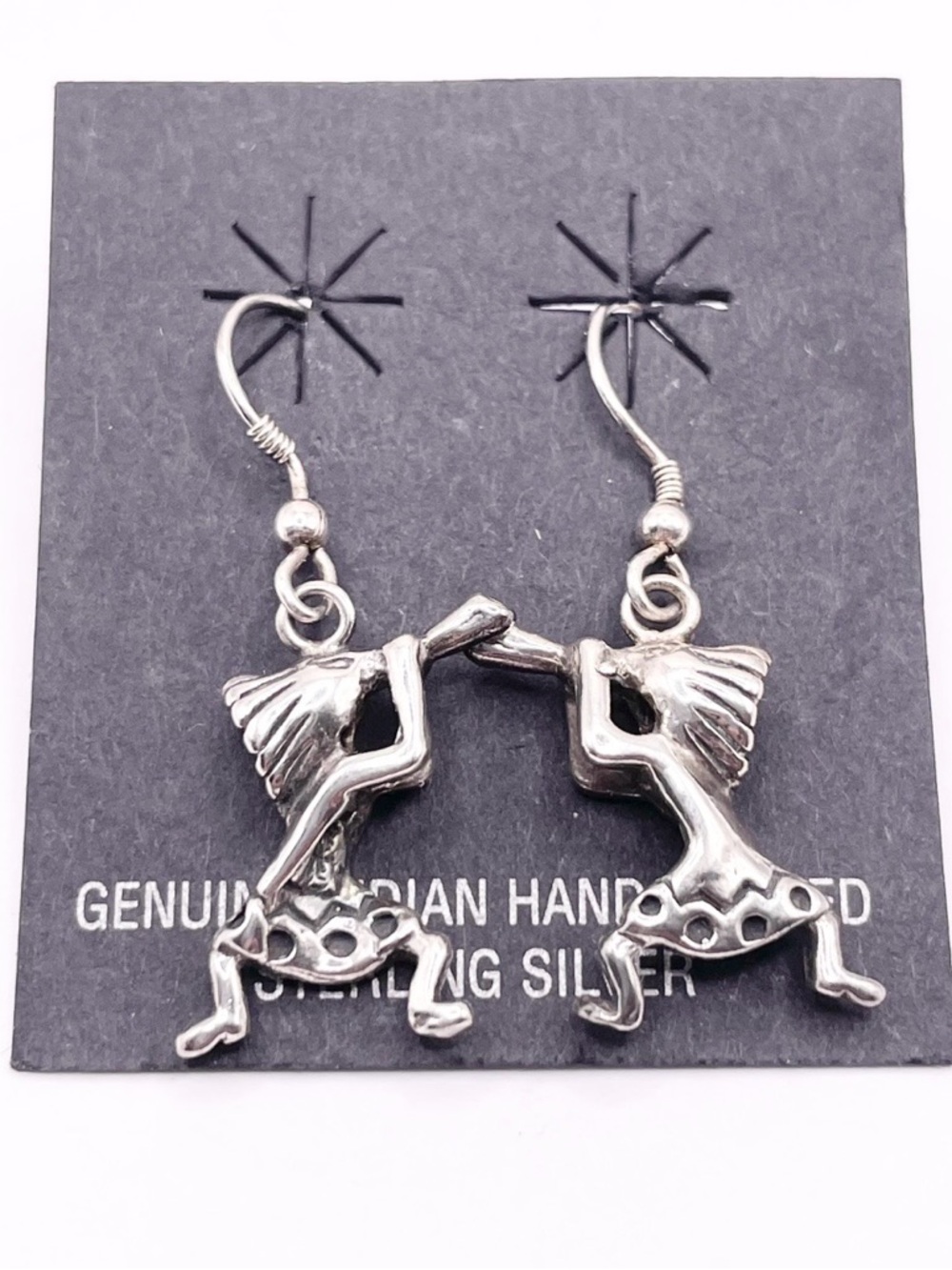 Sterling Silver Kokopelli Dangle Earrings
